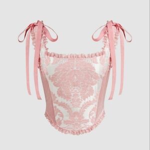 Pink Velvet and Brocade Floral Tank